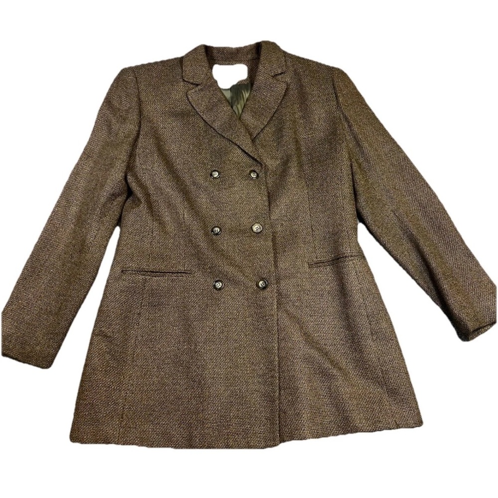Jones Wear Women's Wool Blend Double Breasted Coat Brown Size 8 Fall Vintage